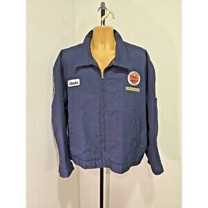 Red Kap Heavy Work Patch Workwear Bomber Jacket Blue 4XL Big Tall Quilted Lining